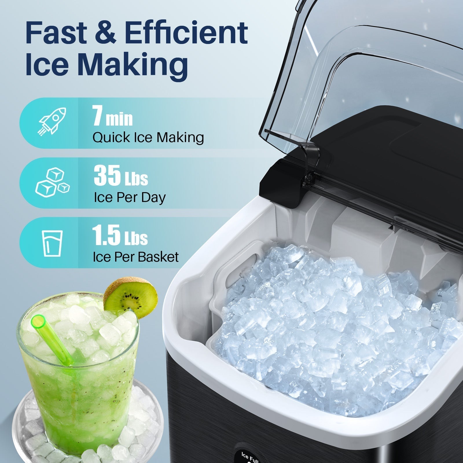 Kismile HZB-12/H Countertop Ice Maker, Self-Cleaning Portable Ice Maker  Machine